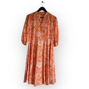 Nanette Lepore Orange‎ Floral Print Midi Dress Women Size 2